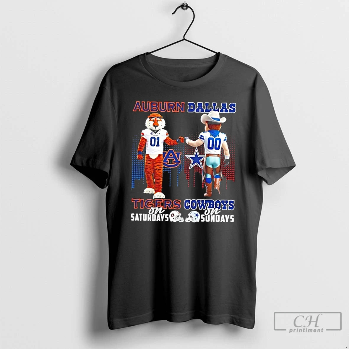 Classic Mascots Auburn Tigers On Saturdays X Dallas Cowboys On Sundays Skyline T Shirts Sweater