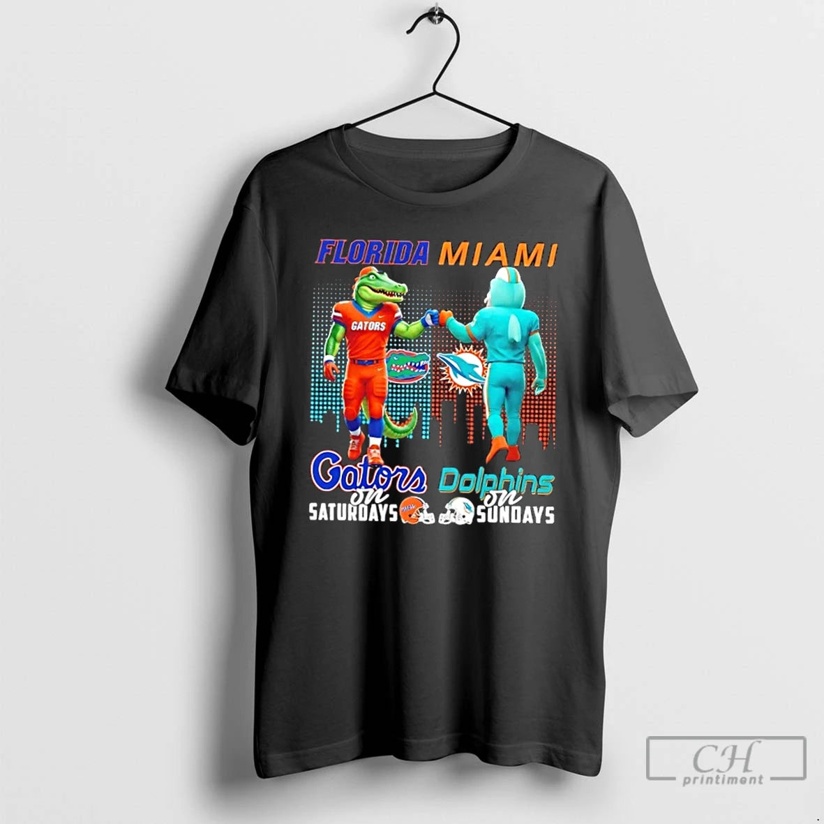 Classic Mascots Florida Gators On Saturdays X Miami Dolphins On Sundays Skyline T Shirts Sweater