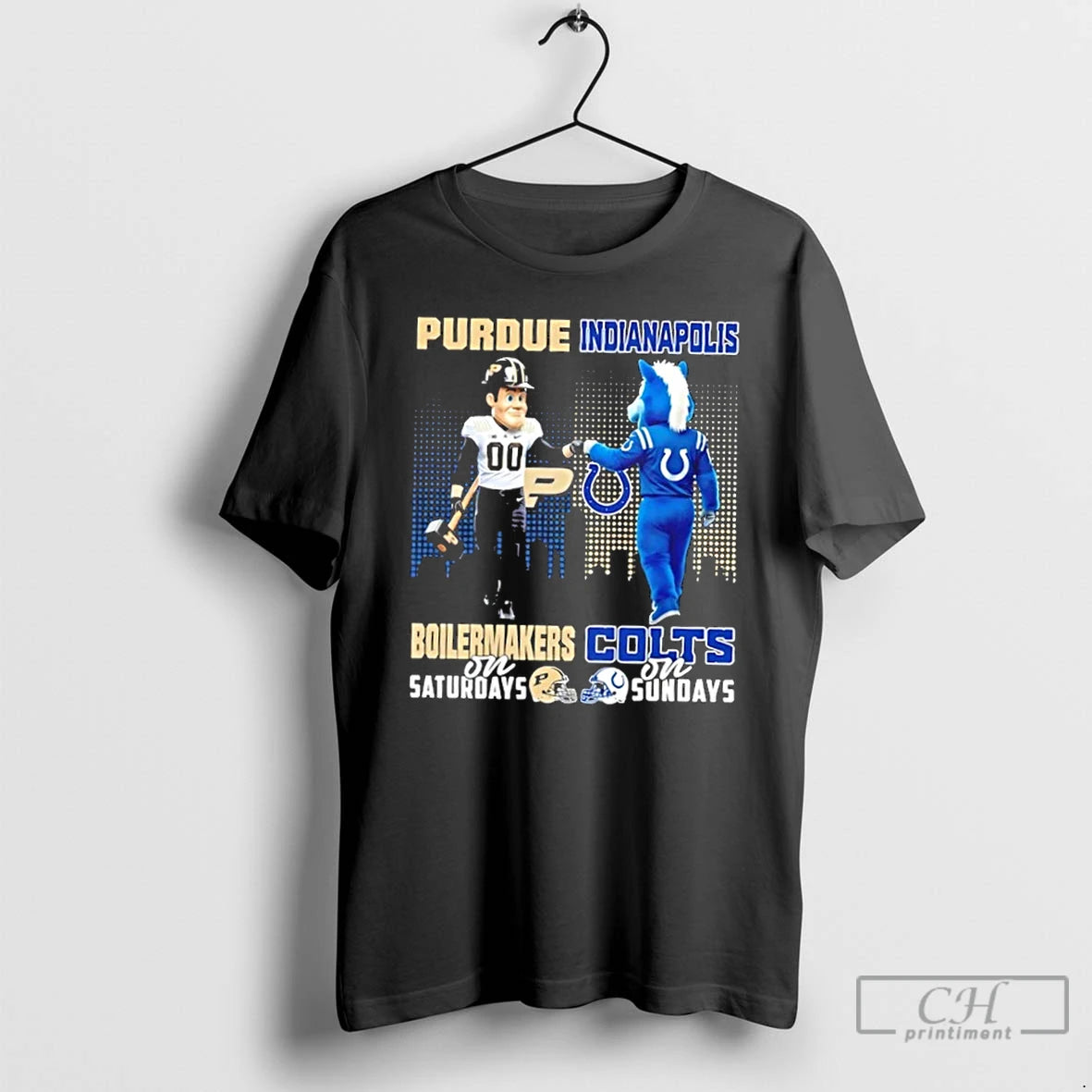 Classic Mascots Purdue Boilermakers On Saturdays X Indianapolis Colts On Sundays Skyline T Shirts Sweater