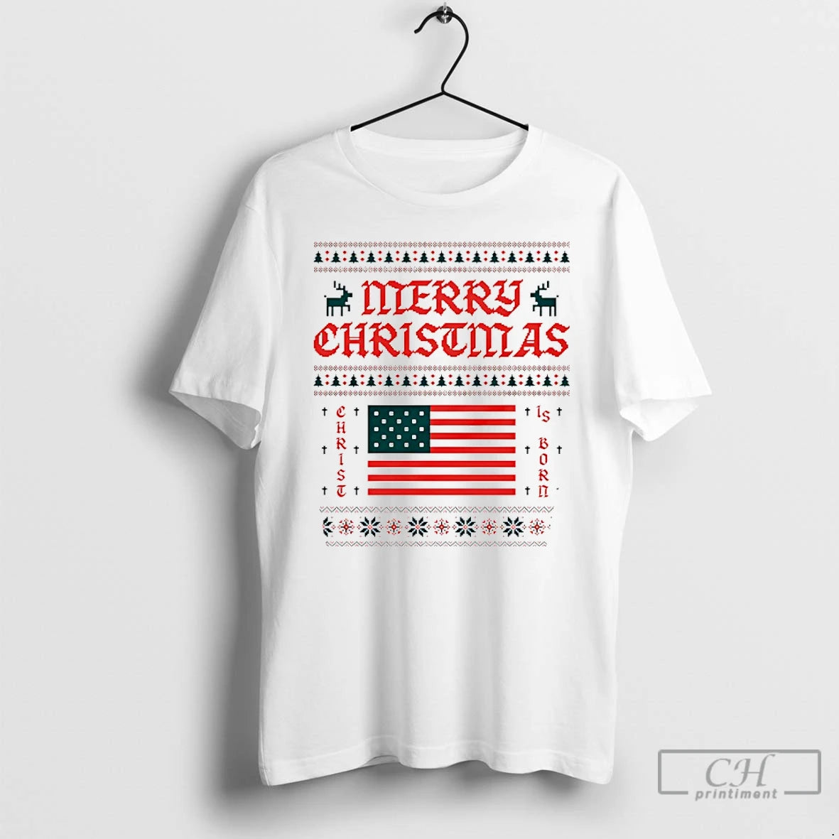 Classic Merry Christmas 2025 Usa Flag