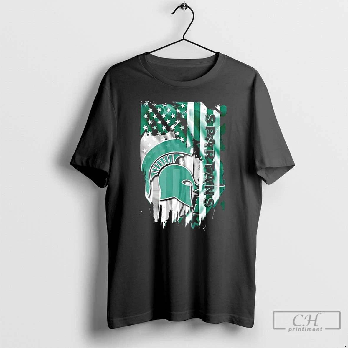 Classic Michigan State Spartans Football X American Flag