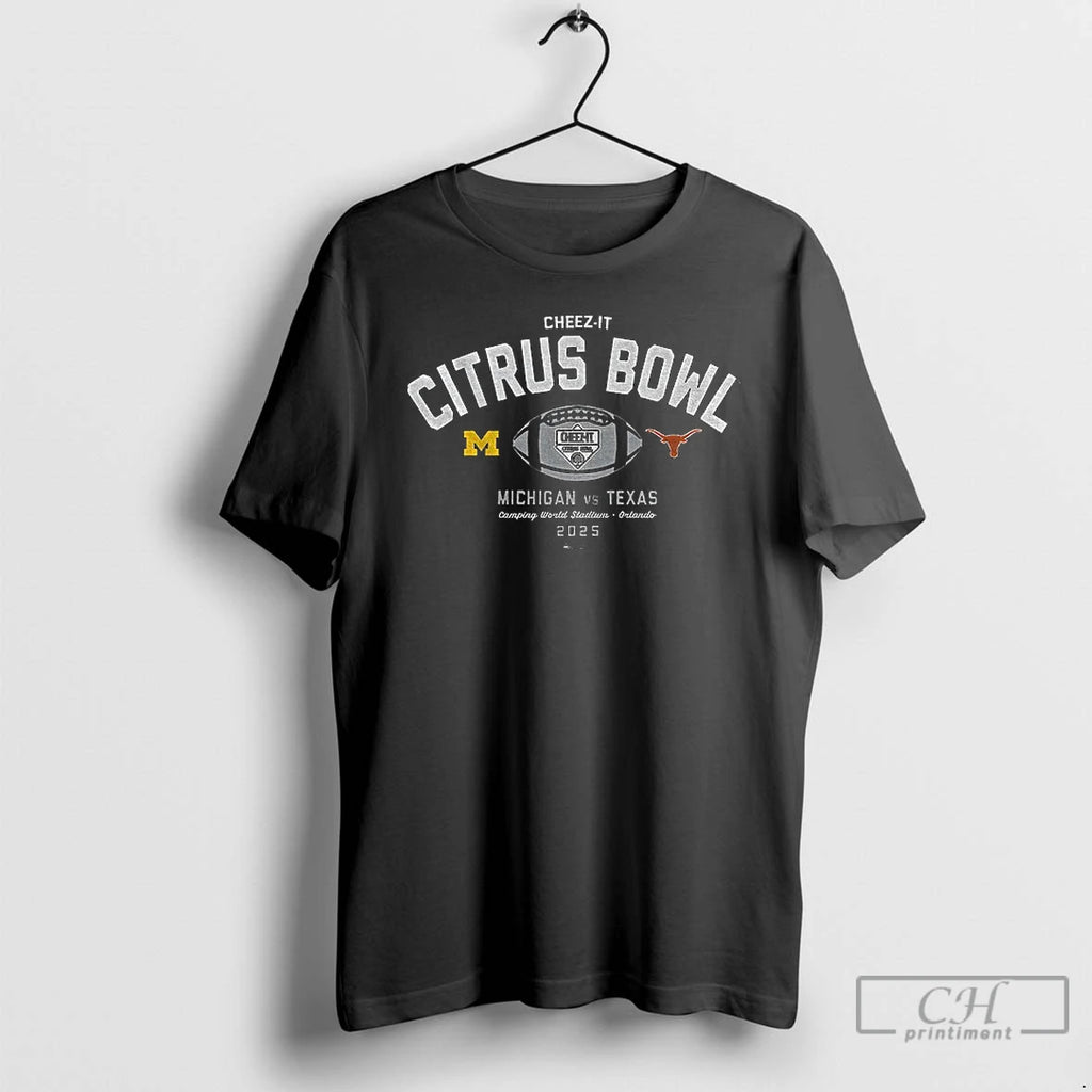 Classic Michigan Wolverines Vs Texas Longhorns Football Cheez It Citrus Bowl 2025 Logo T Shirts