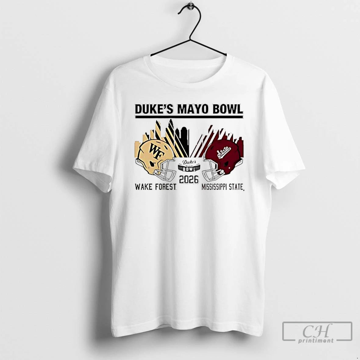 Classic Mississippi State Vs Wake Forest 2026 Dukes Mayo Bowl Match Up Skyline T Shirts
