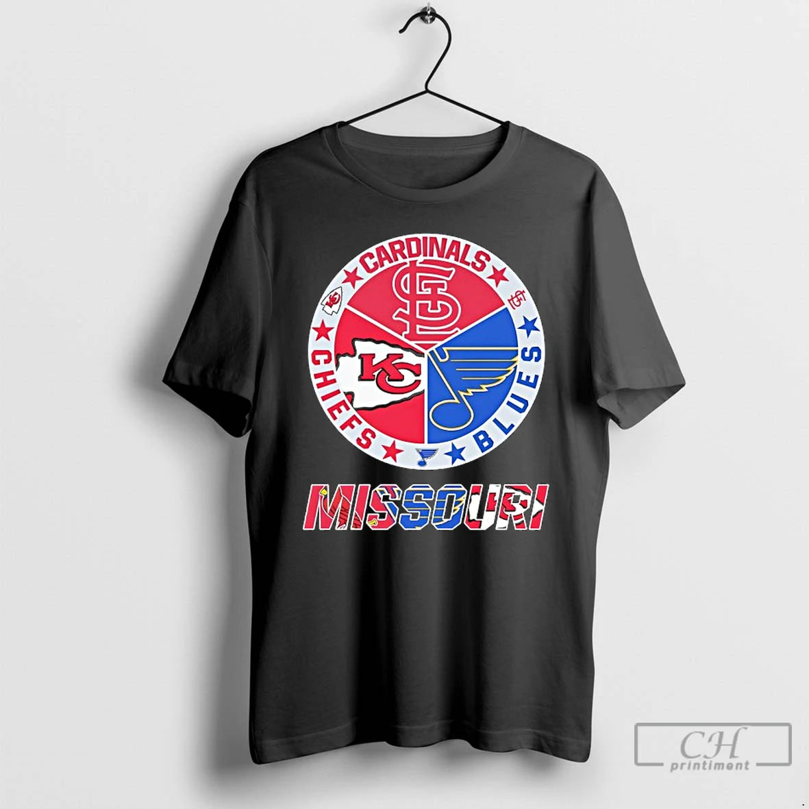 Classic Missouri St Louis Cardinals Kansas City Chiefs St Louis Blues Mashup Logo T Shirts