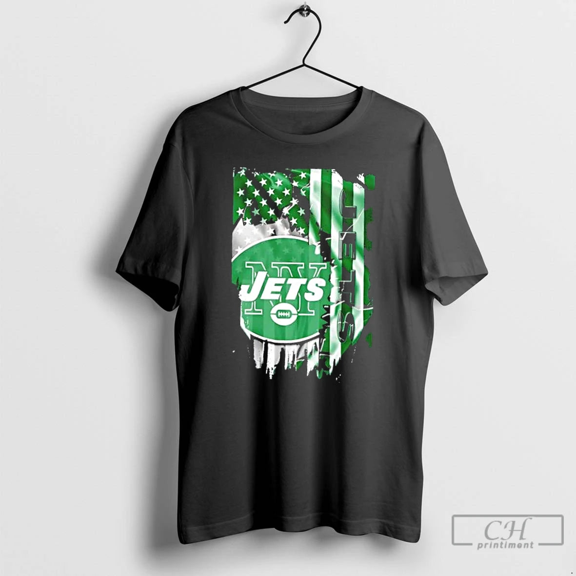 Classic New York Jets Football X American Flag