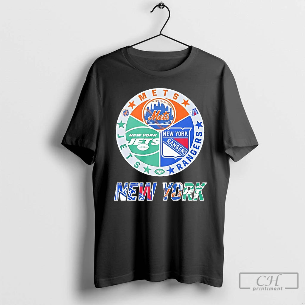 Classic New York Rangers New York Mets New York Jets Mashup Logo T Shirts Sweater