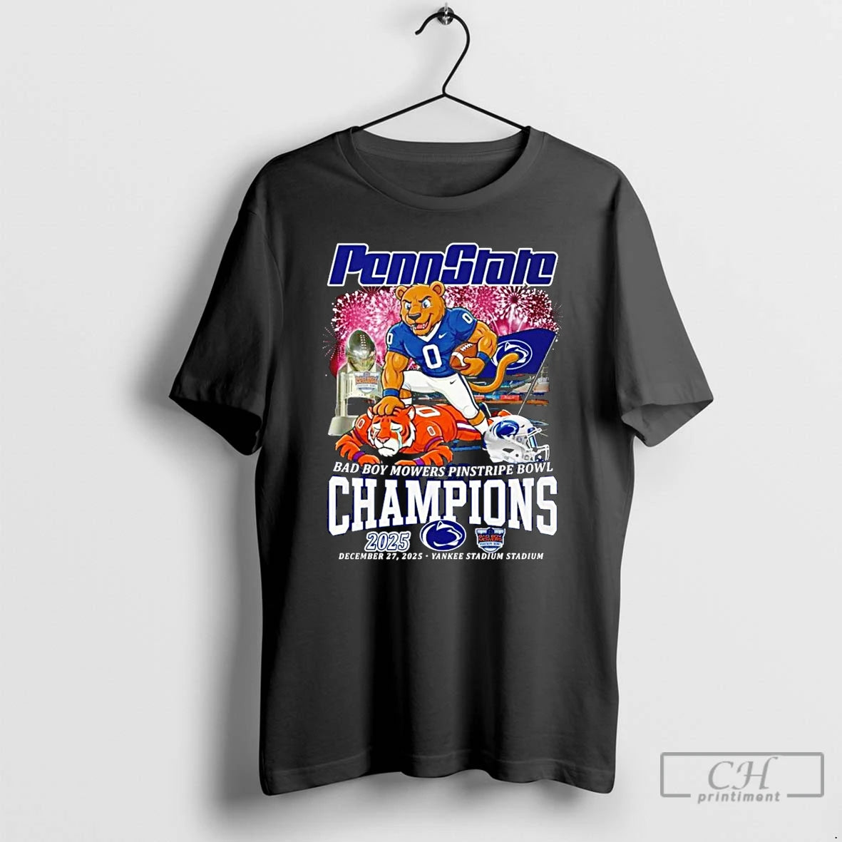 Classic Penn State 2025 Bad Boy Mowers Pinstripe Bowl Champions Mascot