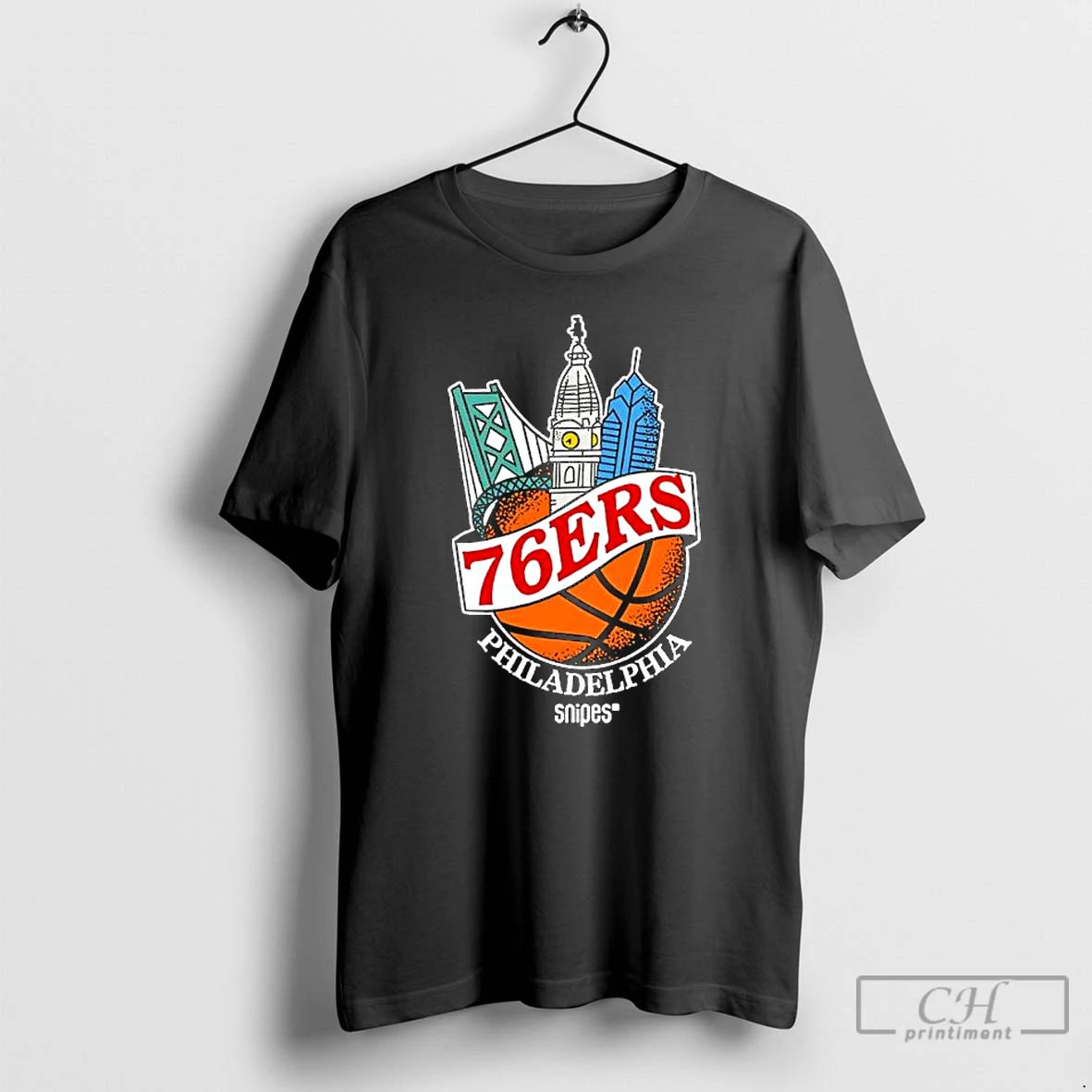 Classic Philadelphia 76ers Snipes Benjamin Franklin Bridge And Philadelphia City Hall Tower T Shirts Sweater
