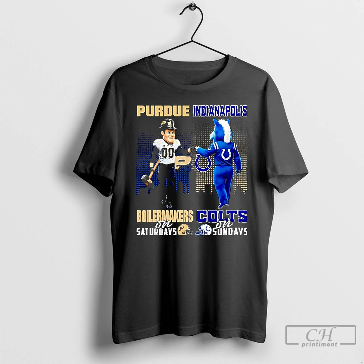 Classic Purdue Boilermakers On Saturdays Vs Indianapolis Colts On Sundays Mascot Skyline Christmas T Shirts