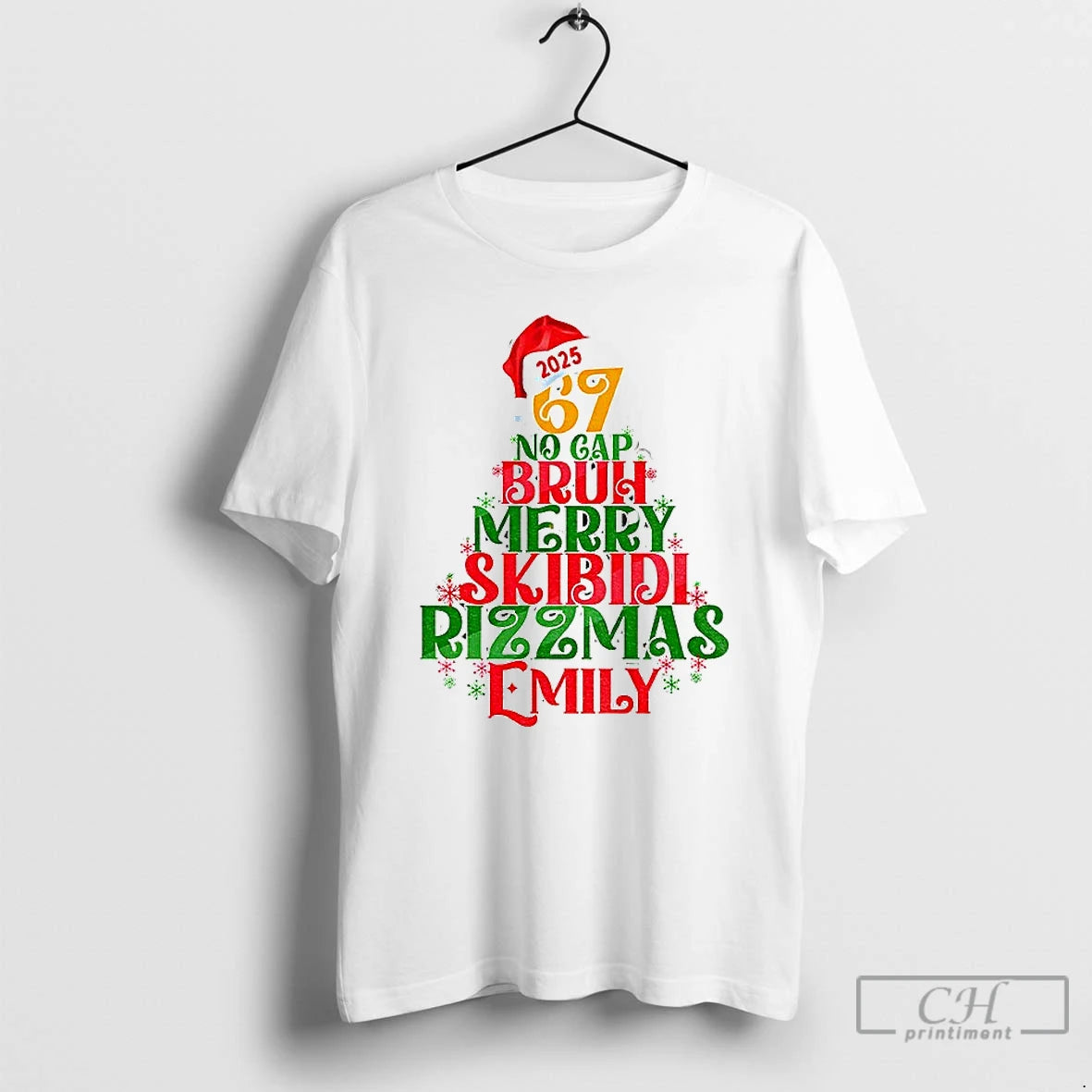 Classic Santa Hat 67 No Cap Bruh Mery Skibidi Rizzmas Emily Merry Christmas T Shirts