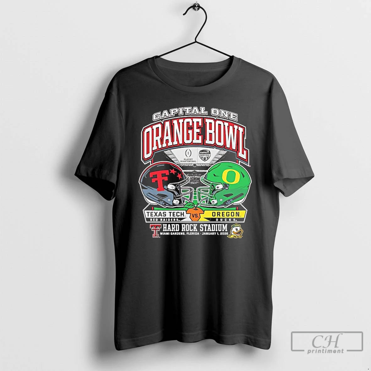 Classic Texas Tech Vs Oregon 2025 Capital One Orange Bowl Helmet