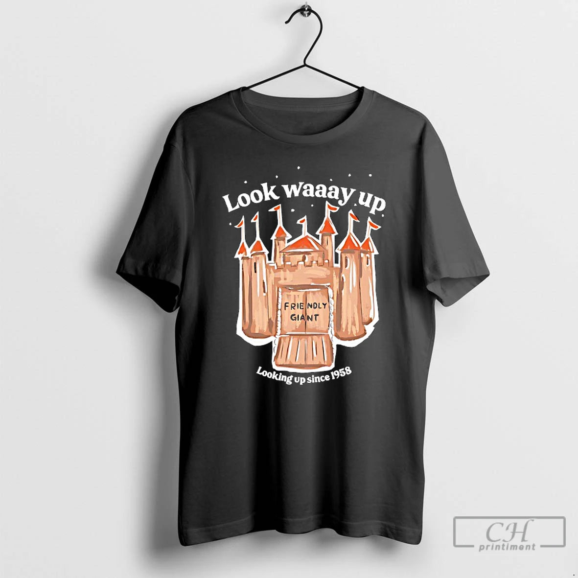 Classic The Friendly Giant Look Waaay Up Looking Up Since 1958 Graphic T Shirts Sweater