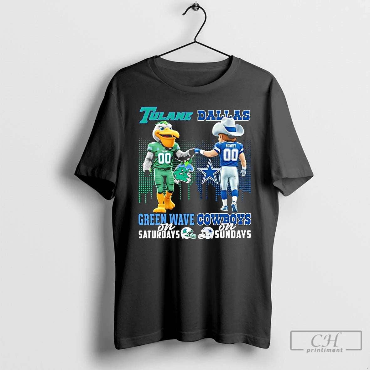 Classic Tulane Green Wave On Saturdays X Dallas Cowboys On Sundays Mascot T Shirts Sweater