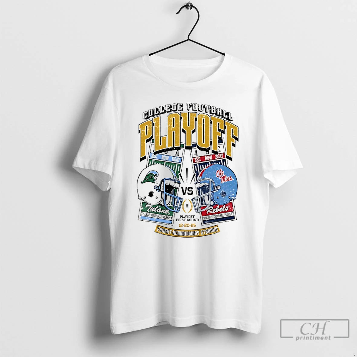 Classic Tulane Vs Ole Miss 2025 College Football Playoff Helmet Ticket