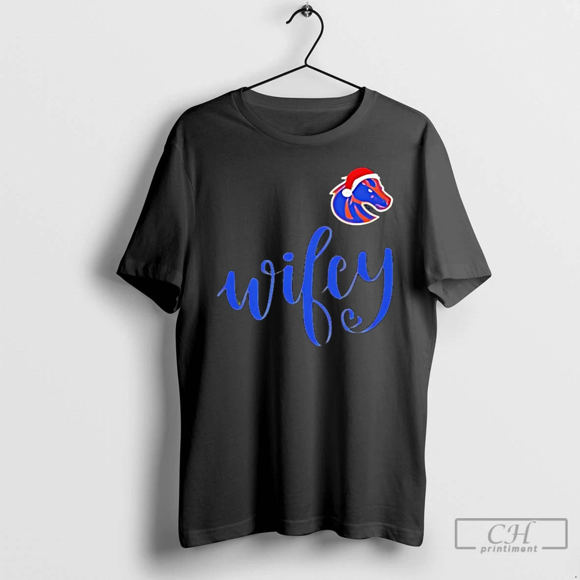 Classic Wifey Boise State Broncos Santa Hat Merry Christmas
