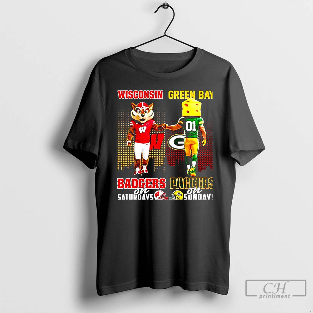 Classic Wisconsin Badgers On Saturdays Vs Green Bay Packers On Sundays Mascot Skyline Christmas