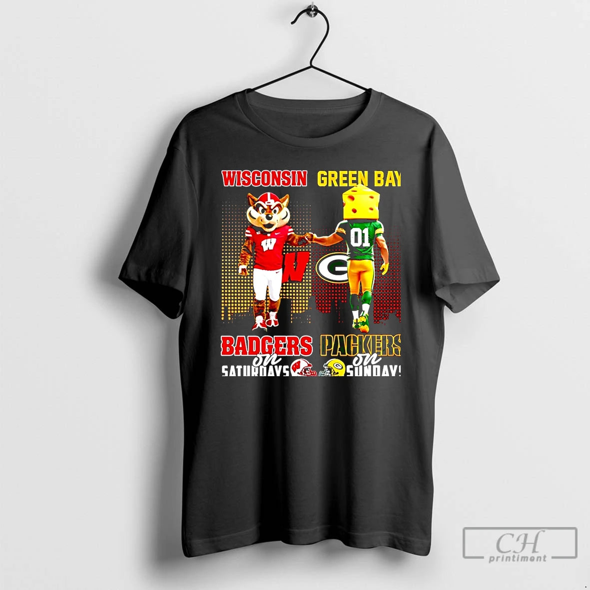 Classic Wisconsin Badgers On Saturdays Vs Green Bay Packers On Sundays Mascot Skyline Christmas