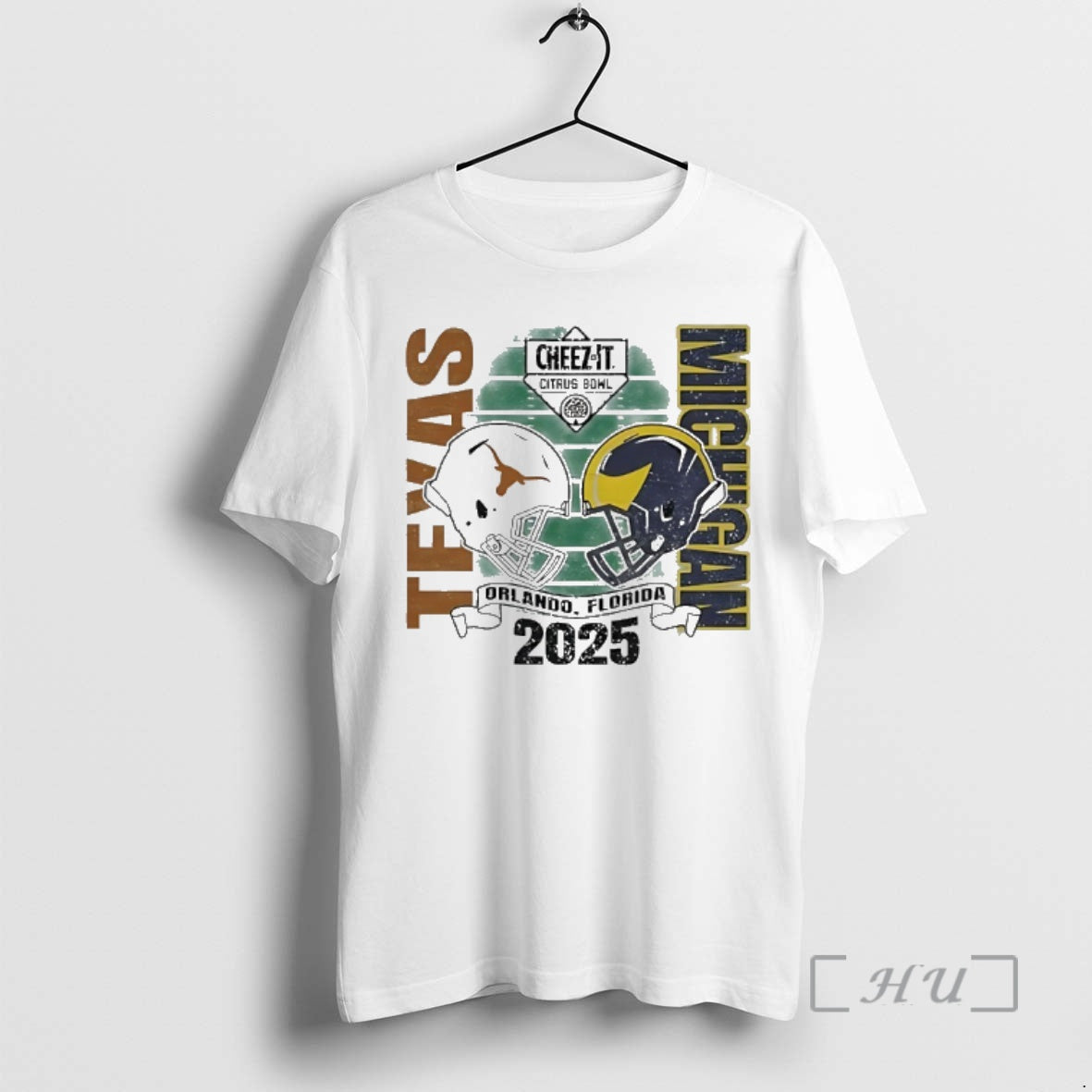 New Texas Longhorns Vs Michigan Wolverines Cheez It Citrus Bowl Helmet 2025 Premium T Shirts
