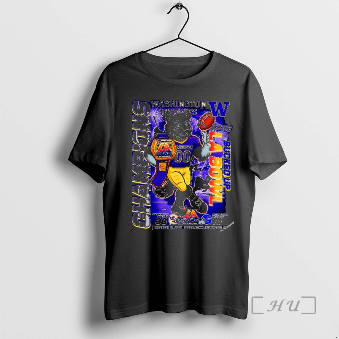 New Washington Huskies 2025 Bucked Up La Bowl Champions Mascot Christmas Premium T Shirts Sweater