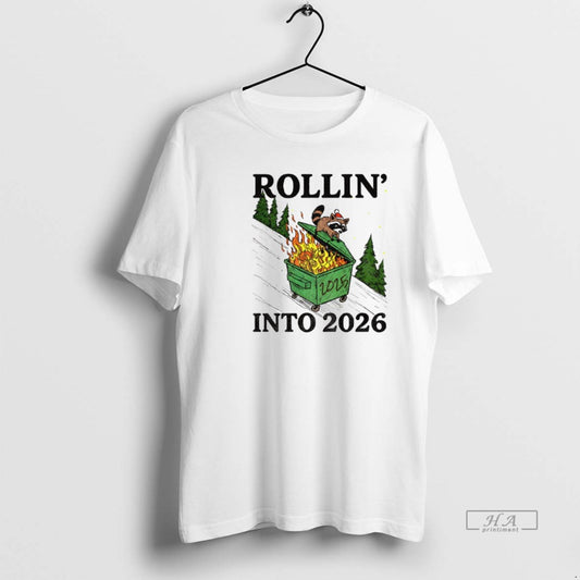 Official Funny Raccoon Feral Rollin Into 2026 Christmas Happy New Year