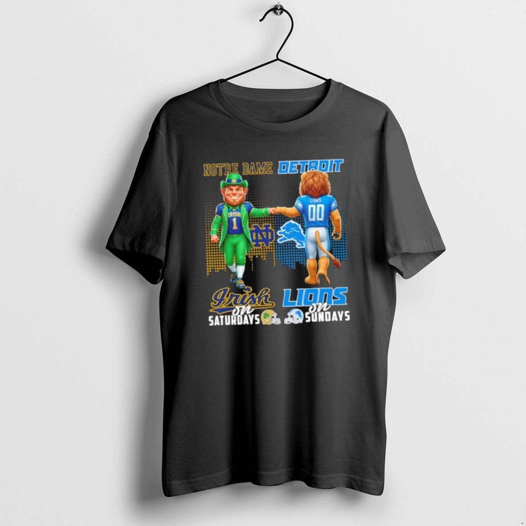 Official Mascots Notre Dame Fighting Irish On Saturdays X Detroit Lions On Sundays Skyline