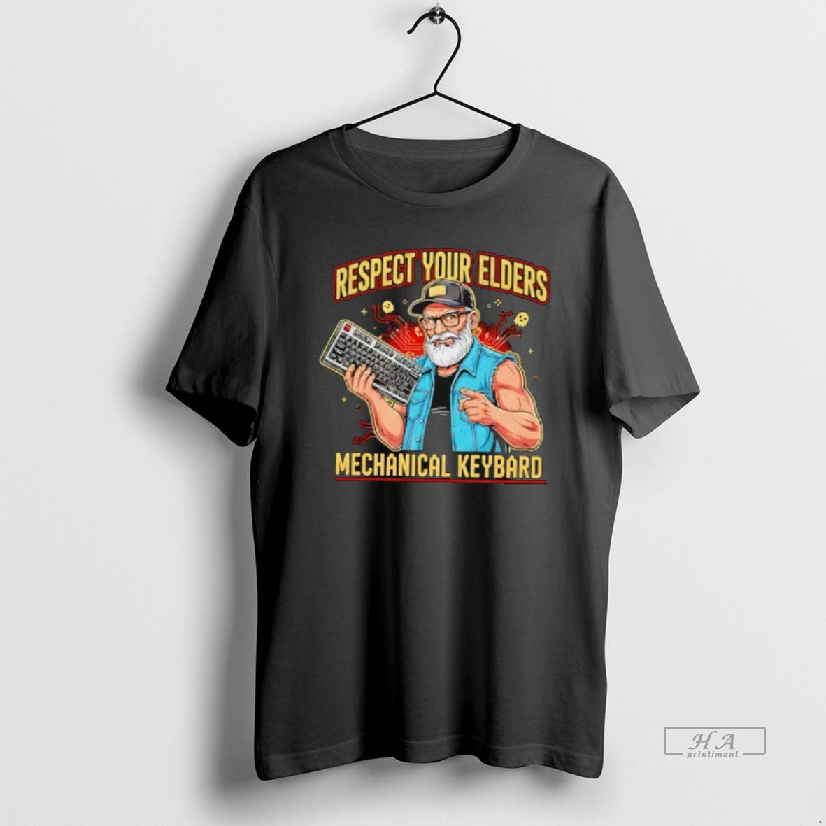 Official Respect Your Elders Mechanical Keyboard Funny Gamer Tech