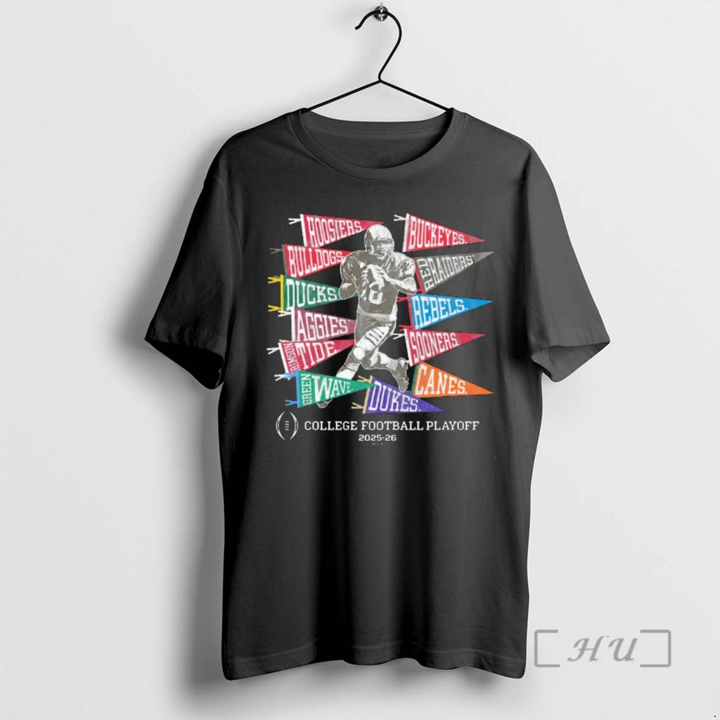 Officials 12 Teams College Football Playoff 2025 26 Pennants Football Player Premium T Shirts Sweater