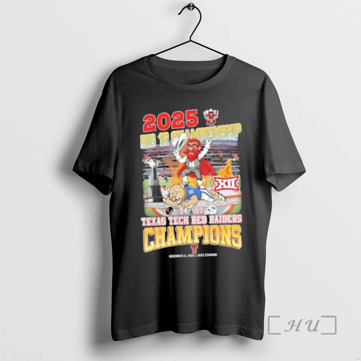 Officials 2025 Big 12 Championship Texas Tech Red Raiders Champions Att Stadium Premium T Shirts