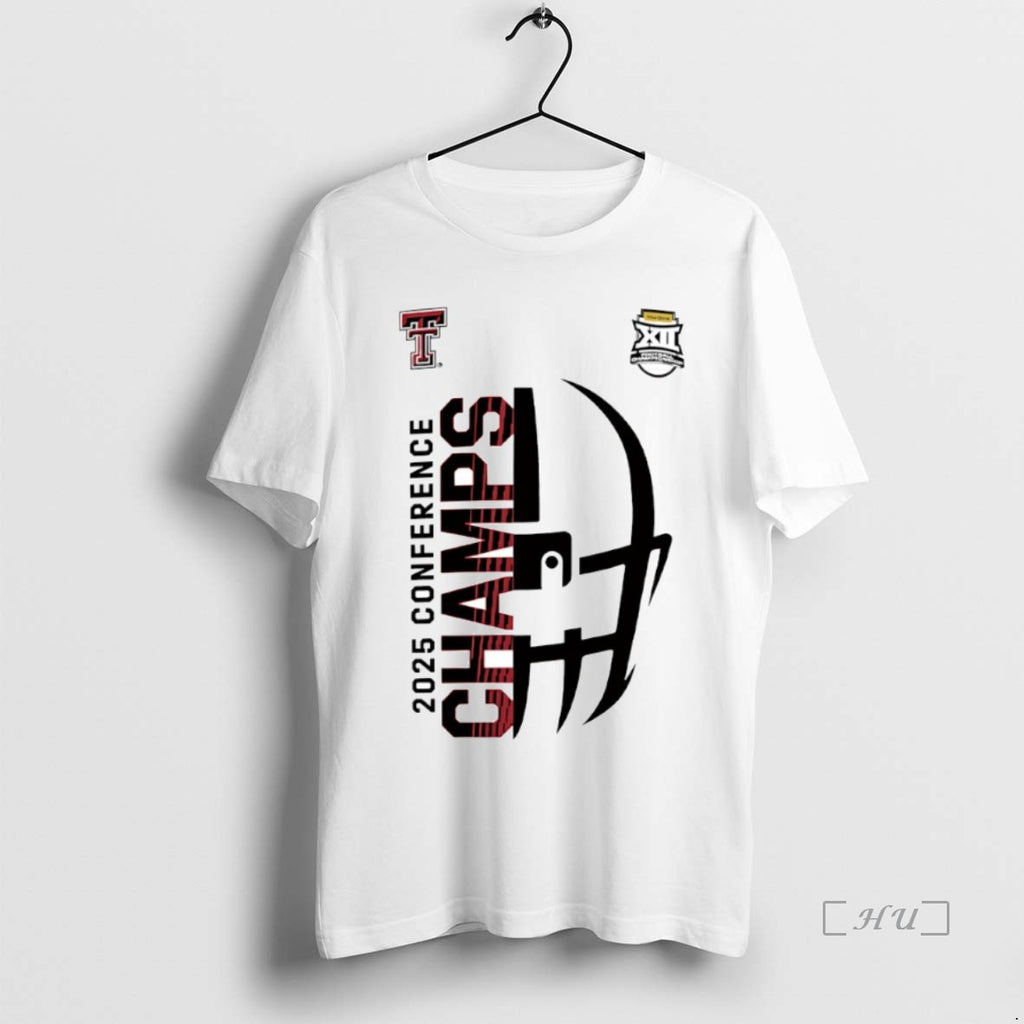 Officials 2025 Big 12 Conference Champs Texas Tech Red Raiders Helmet Circle Premium T Shirts