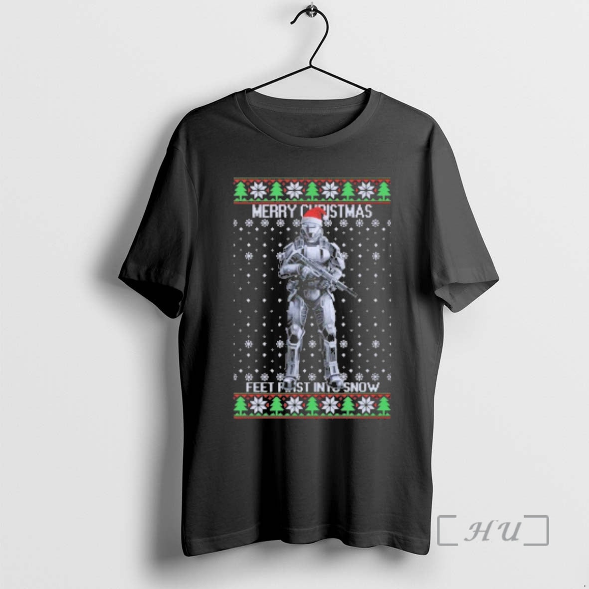Officials Airsoft Odst Merry Xmas Feet First Into Snow Ugly Christmas Sweat Premium T Shirts