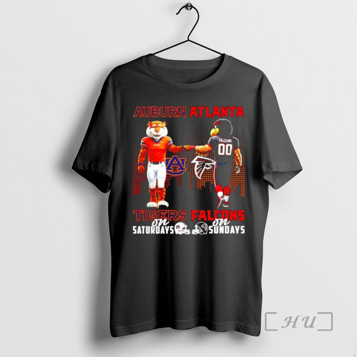 Officials Auburn Tigers On Saturdays Vs Atlanta Falcons On Sundays Mascot Skyline Premium T Shirts