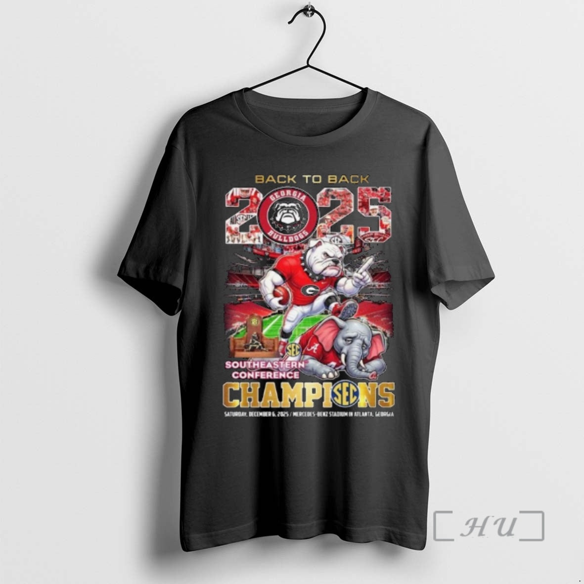 Officials Back To Back 2025 Georgia Bulldogs Southeastern Conference Champions Vintage Mascot Premium T Shirts