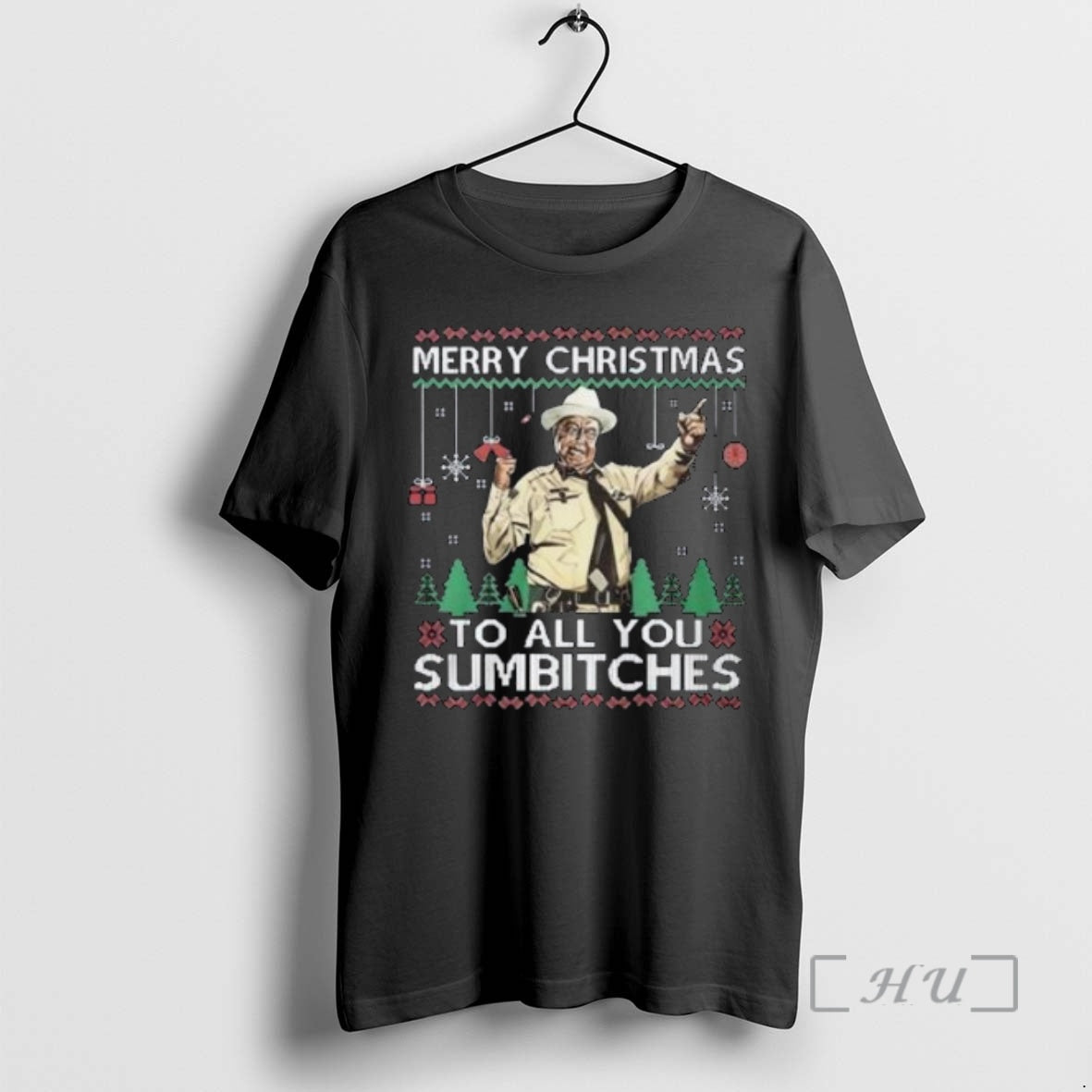 Officials Buford T Justice Merry Christmas To All You Sumbitches Circle Black Premium T Shirts