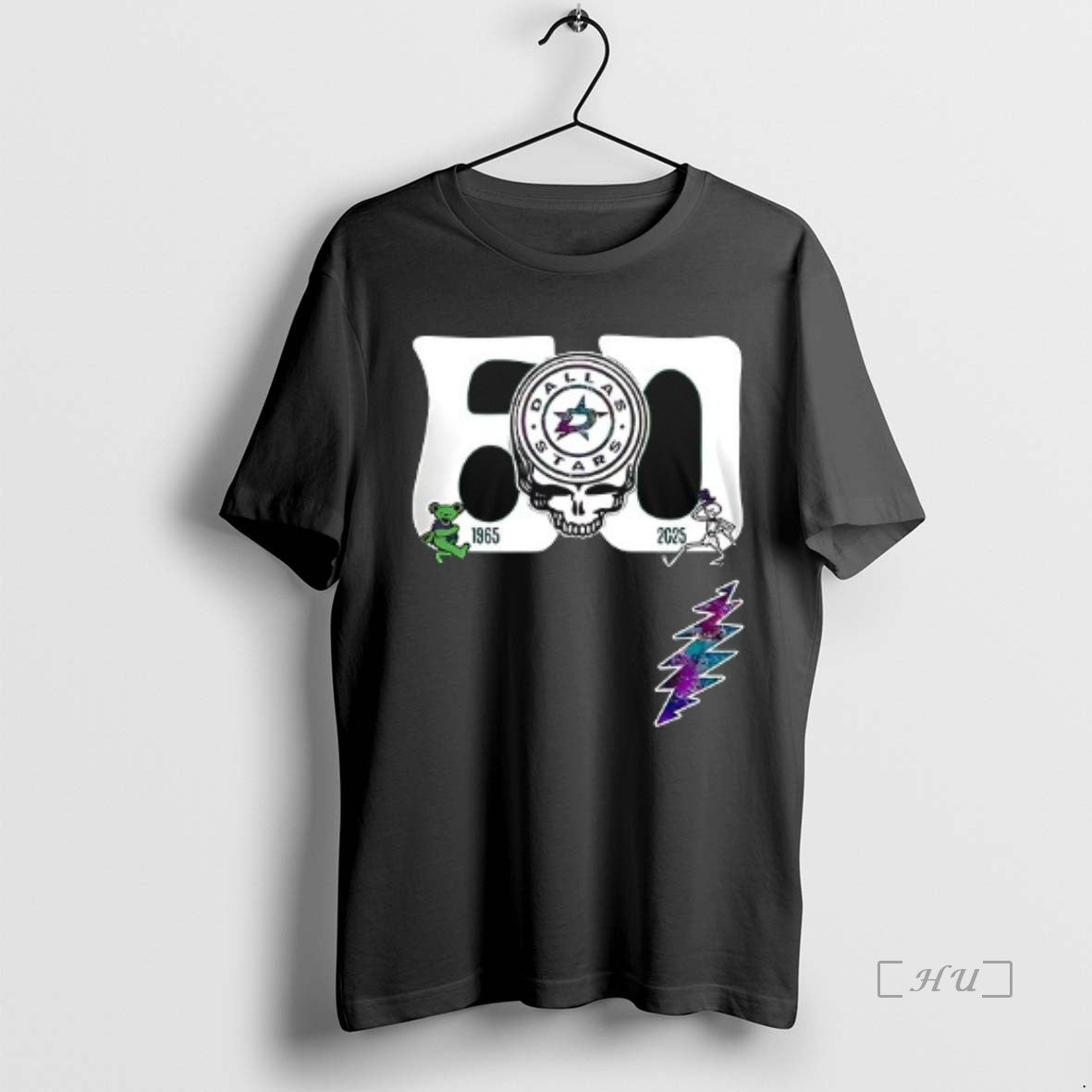 Officials Dallas Stars X Grateful Dead 60th Anniversary Bears Logo Double Sided Graphic Premium
