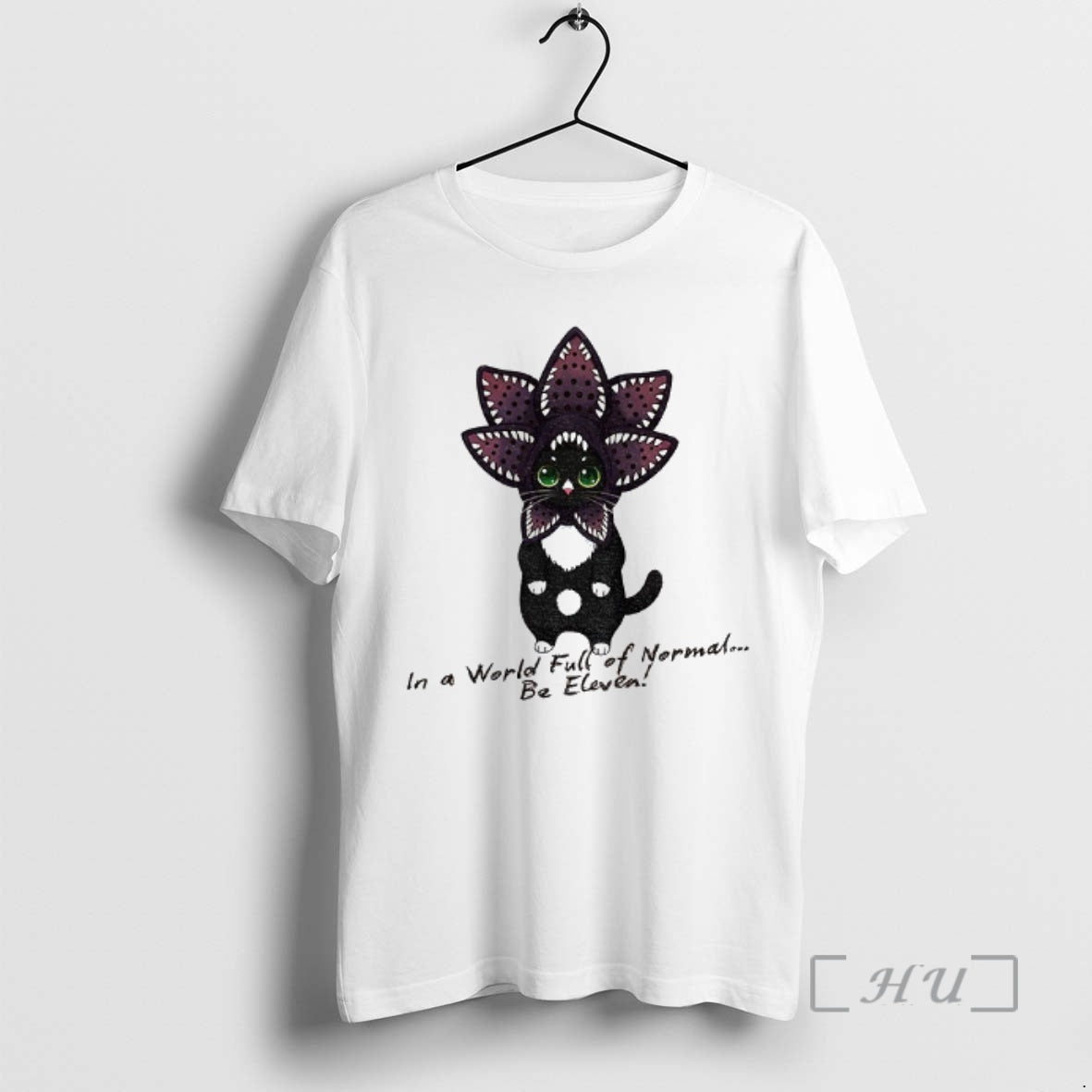 Officials Demogorgon Cat In A World Full Of Normal Be Eleven Cartoon Premium T Shirts
