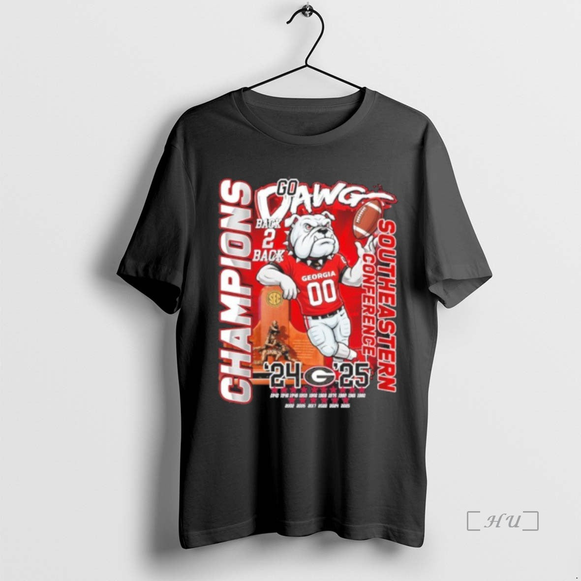 Officials Georgia Bulldogs Mascot Back 2 Back Sec Football Champions Go Dawgs Premium T Shirts