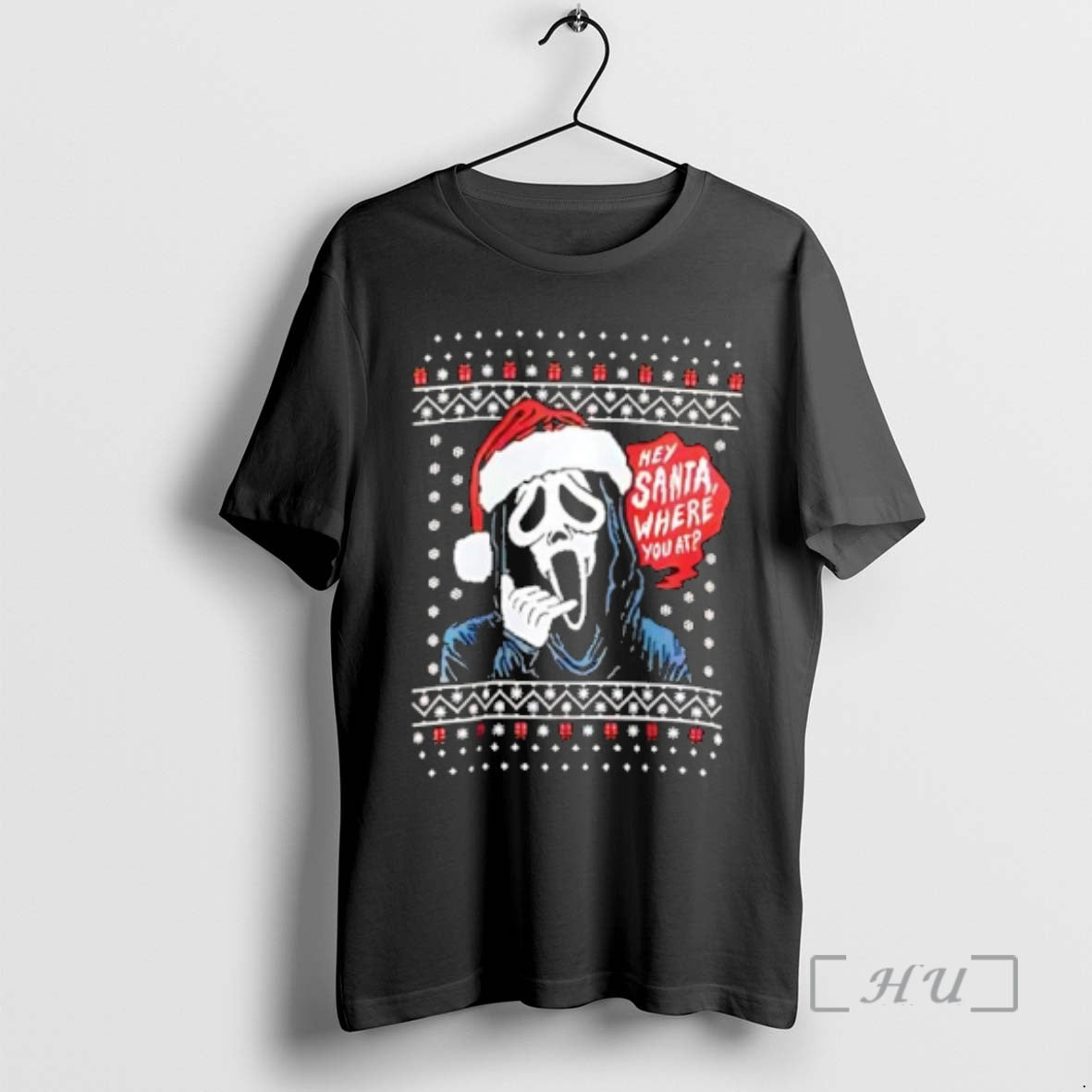 Officials Ghost Face Hey Santa Where You At Ugly Christmas 2025 Premium T Shirts Sweater