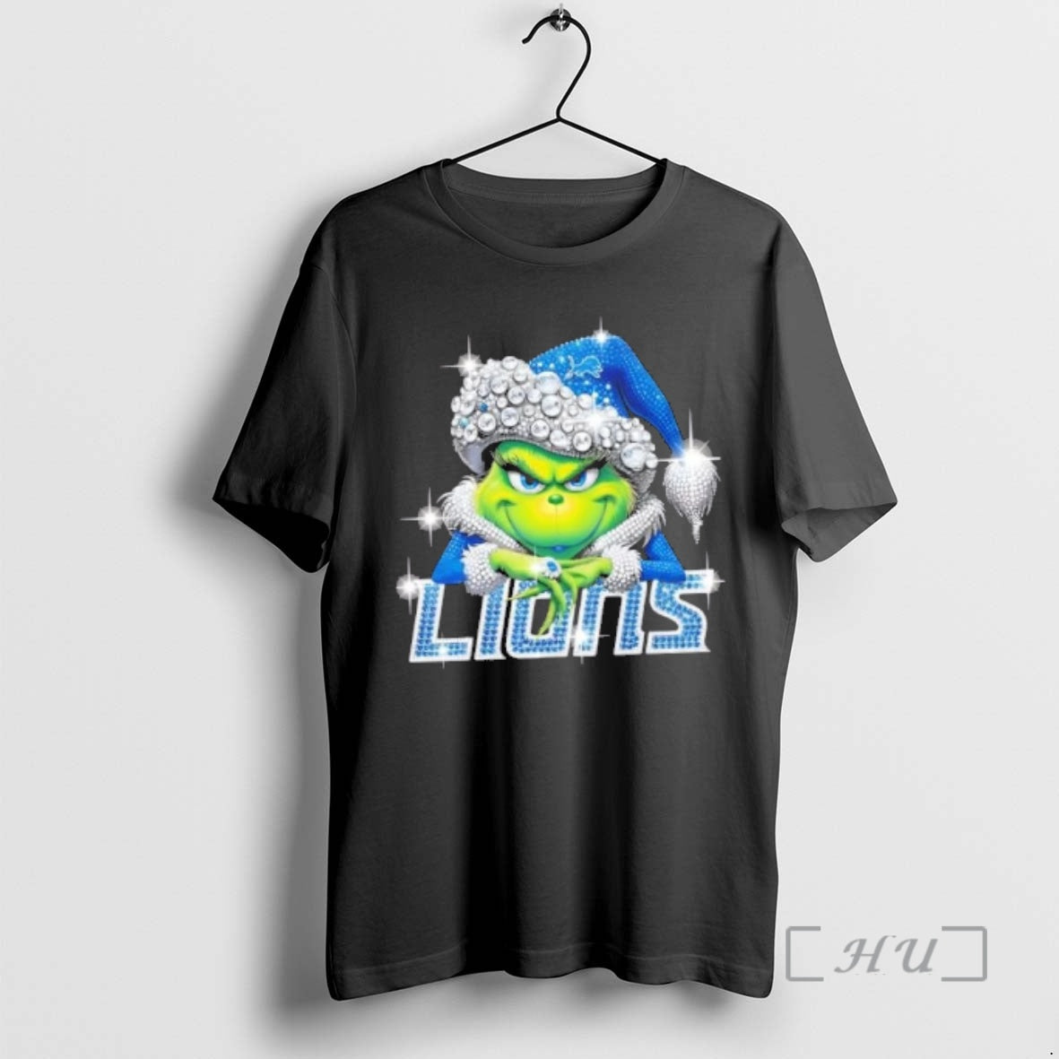 Officials Glitter Diamond Grinch Girl X Detroit Lions Football Graphic