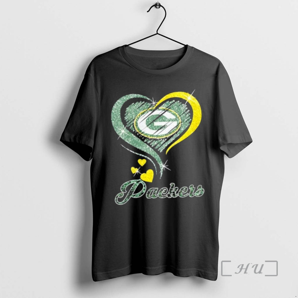 Officials Green Bay Packers Football In Glitter Heart Fans