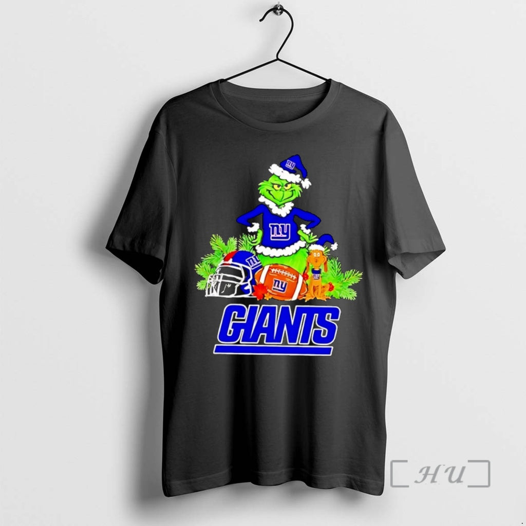 Officials Grinch And Max Dog New York Giants Football Merry Christmas Premium T Shirts Sweater