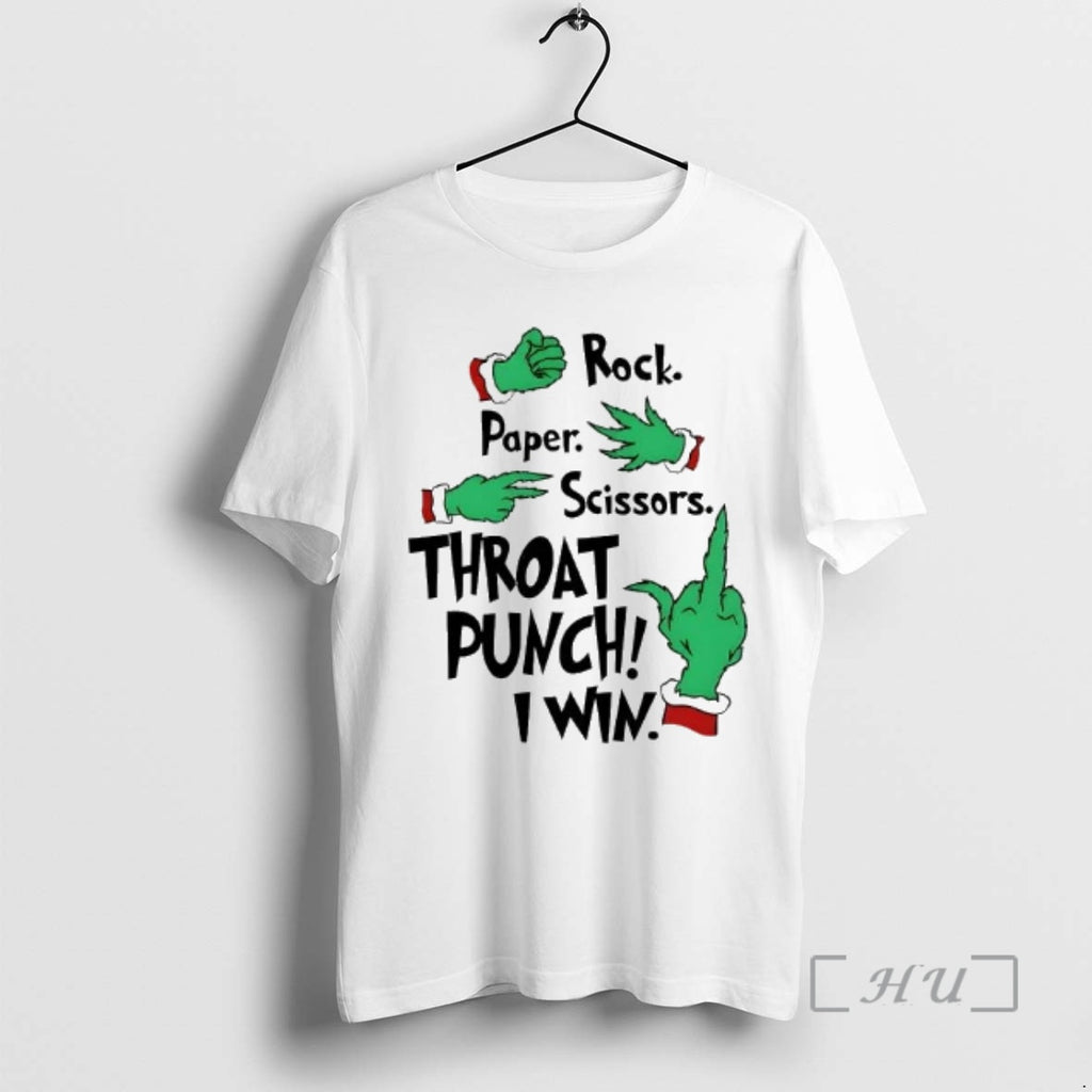 Officials Grinch Hand Rock Paper Scissors Throat Punch I Win Christmas Premium T Shirts Sweater