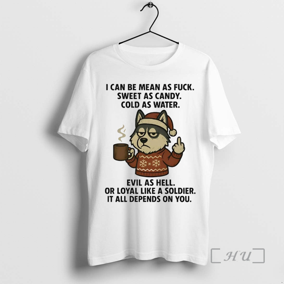 Officials Husky I Can Be Mean As Fuck Sweet As Candy Christmas Premium T Shirts