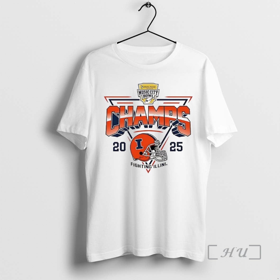 Officials Illinois Fighting Illini 2025 Music City Bowl Champions Fighting Illini Triangle Helmet Premium