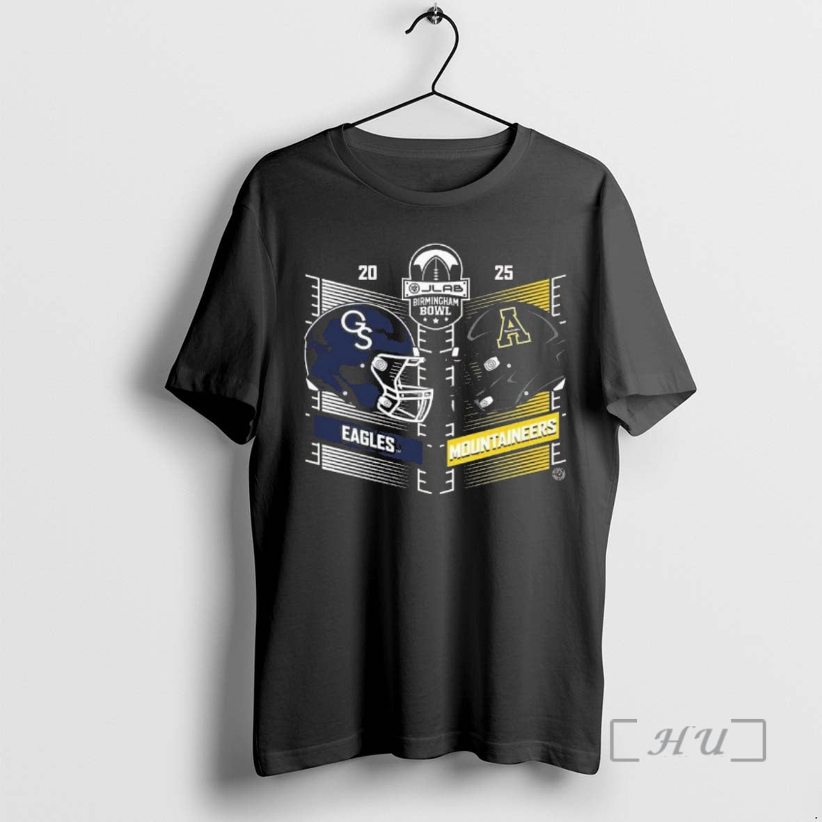 Officials Jlab Birmingham Bowl 2025 Georgia Southern Vs Appalachian State Matchup Helmet Premium T Shirts
