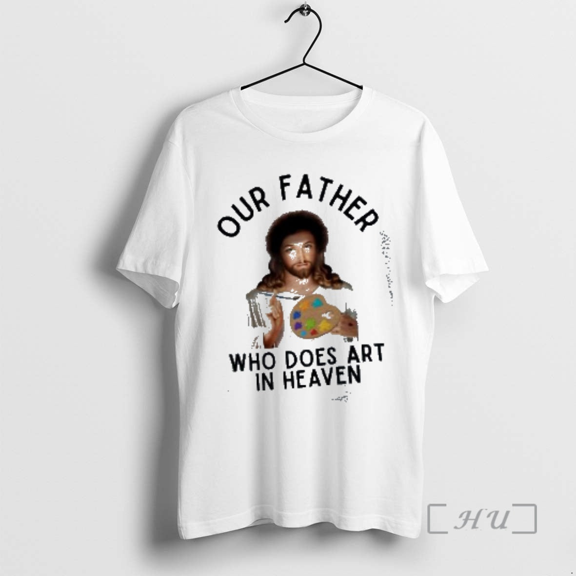 Officials Jesus Our Father Who Does Art In Heaven Bob Ross Parody Premium T Shirts