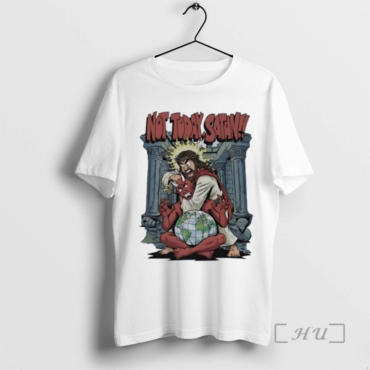 Officials Jesus Strangling Devil Santa Not Today Satan