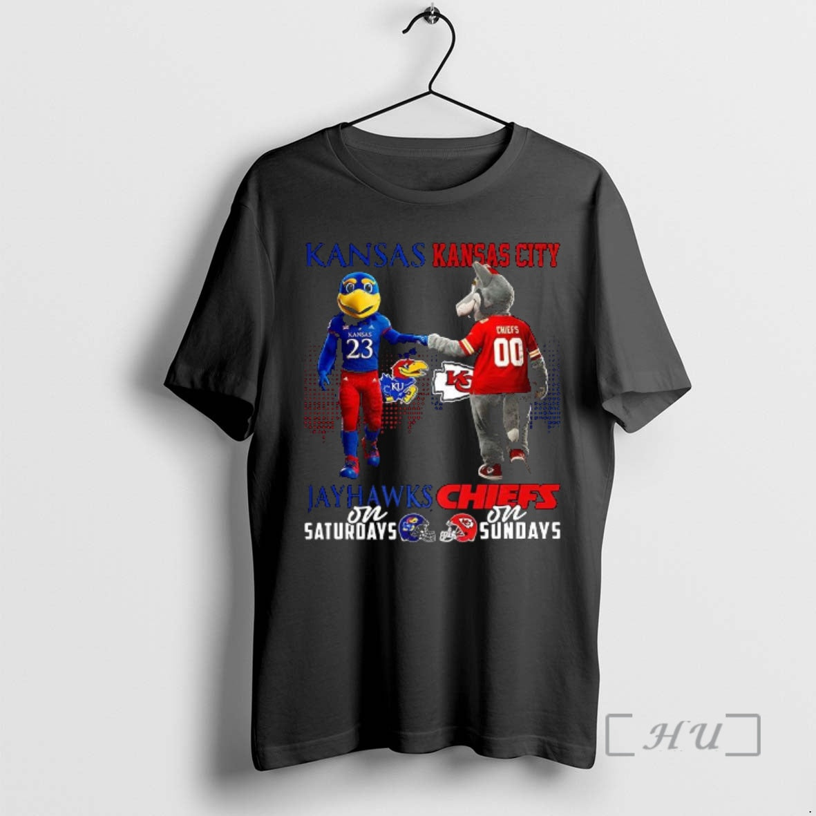 Officials Kansas Jayhawks On Saturdays Vs Kansas City Chiefs On Sundays Mascot Premium T Shirts