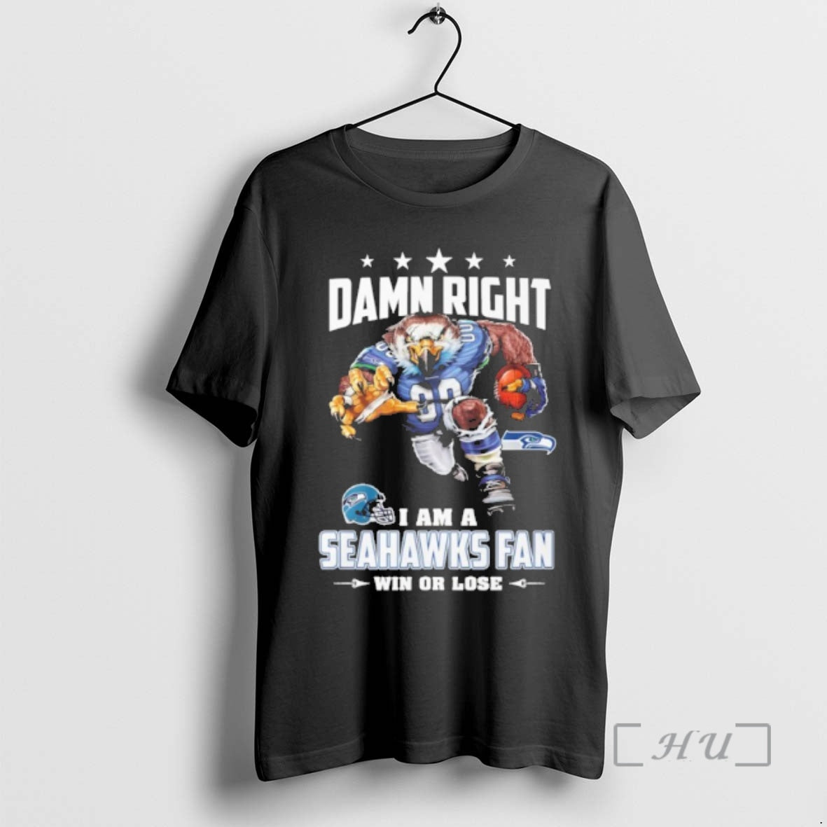 Officials Mascot Damn Right I Am A Seahawks Fan Win Or Lose Premium T Shirts