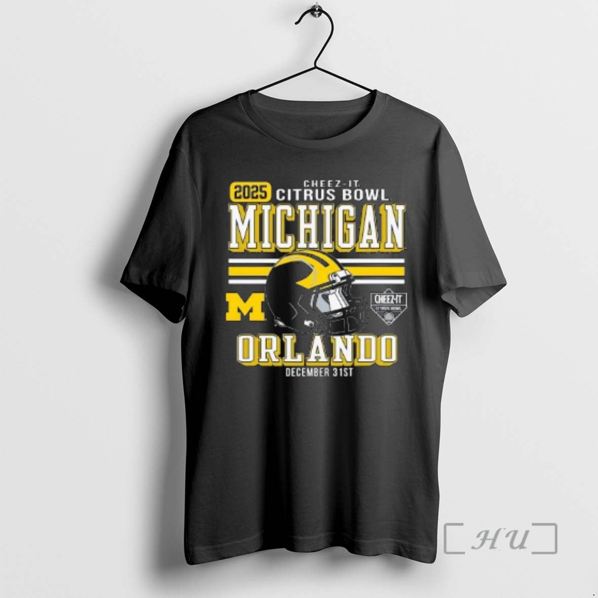 Officials Michigan Wolverines Football Cheez It Citrus Bowl 2025 Helmet Circle Black Premium T Shirts