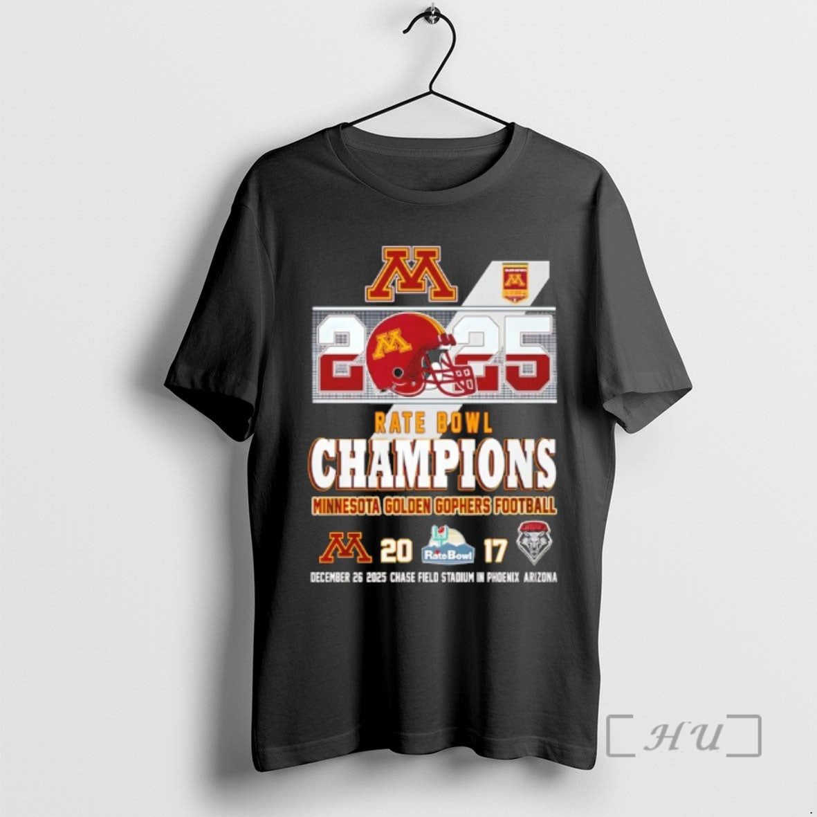Officials Minnesota Golden Gophers Football 2025 Rate Bowl Champions 20 17 Score Premium T Shirts